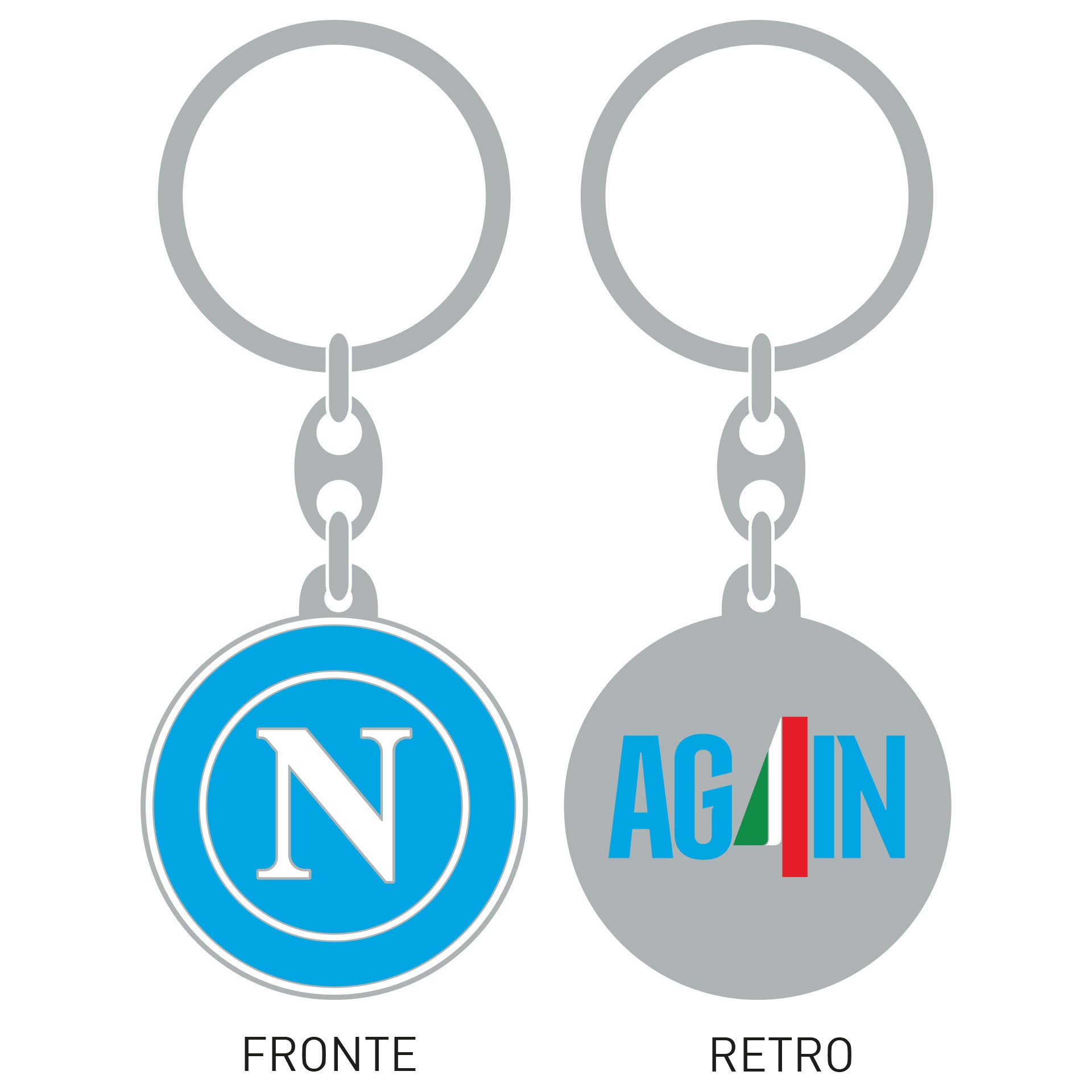 Portachiavi Gemelolandia Rettangolare – Bandiera Del Terzo Di Napoli, 4,5 X 2,5 Cm, Regalo Originale - 4